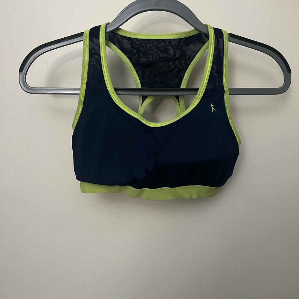 Women's Navy and Lime Sports Bra